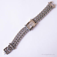 Vintage Rectangular Silver-tone Guess Watch for Her with Chain Bracelet