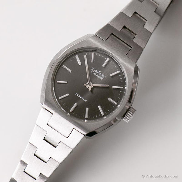 Vintage Pallas Exquisit Quarz Uhr | Schwarzes Zifferblatt Uhr für Damen