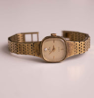 Goldton-Quadrat Elgin Quarz Uhr für Frauen | Jahrgang Elgin Uhr