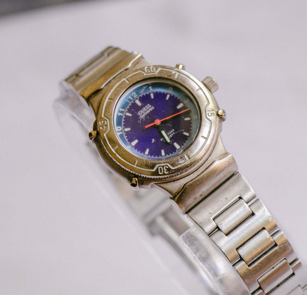 Blue Dial Waterpro Guess Watch | Silver-tone Ladies Quartz Watch ...