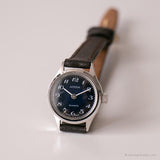 Vintage Tiny Adora Uhr für sie | Schwarzes Zifferblatt silbertonem Armbanduhren