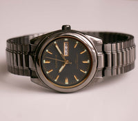 Vintage Black Elgin II Quartz Watch for Men | Water-resistant Date Watch