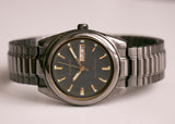 Negro vintage Elgin II Cuarzo reloj para hombres | Fecha resistente al agua reloj