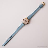 Vintage Gold-Tone Pallas Adora Uhr | Blauer Riemen Uhr für Damen