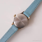 Vintage Gold-Tone Pallas Adora Uhr | Blauer Riemen Uhr für Damen