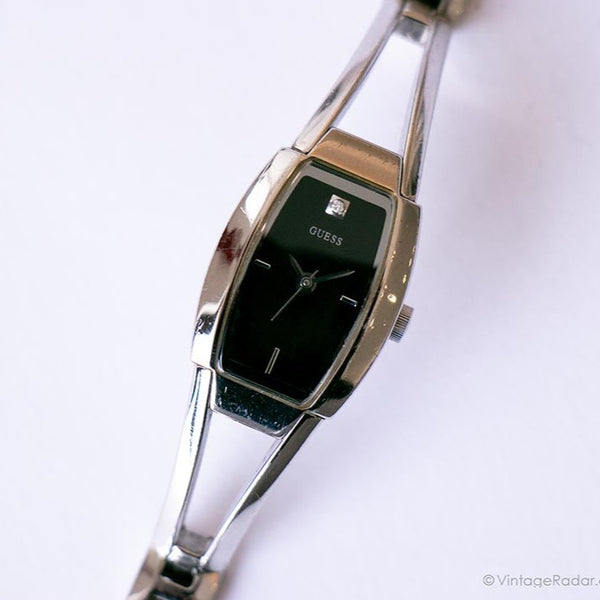 Vintage Black Dial Guess Uhr für Frauen | Silberton-Kleid Uhr