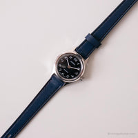 Vintage Silver-tone Adora Watch | Black Dial Wristwatch for Ladies
