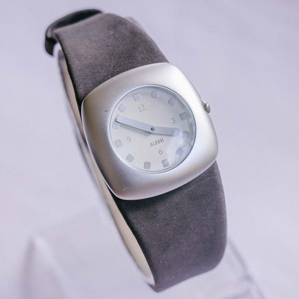 Dial cuadrado de tono plateado alessi reloj | Diseñador italiano reloj