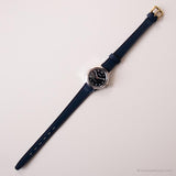 Adora de tonos plateados vintage reloj | Reloj de pulsera de dial negro para mujeres