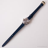 Vintage Silver-Tone Adora Uhr | Schwarzes Zifferblatt -Armbanduhr für Damen