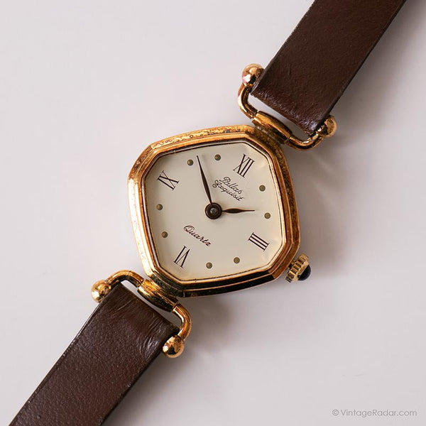 Exquisito rectangular de Pallas reloj | Elegante tono de oro reloj