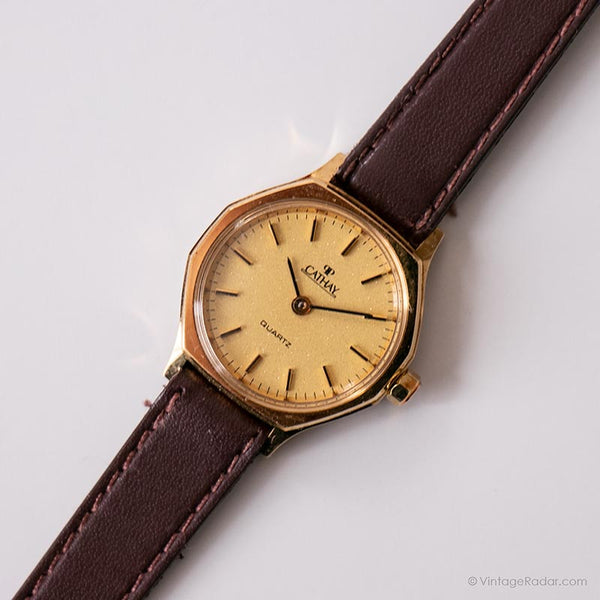 Cathay vintage de oro reloj | Dial con chisporroteo reloj para damas