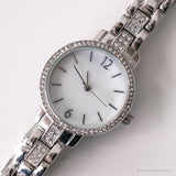 Vintage Pearl Dial Dress Watch | Women's Elegant Crystal Watch