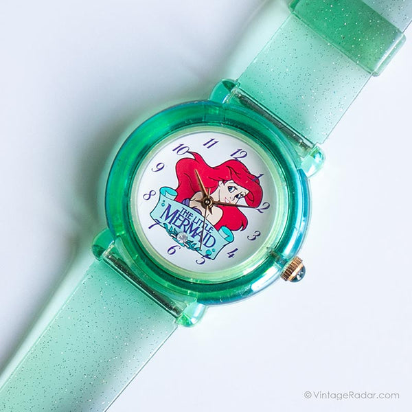 Vintage la petite sirène vert montre | Disney Princesse montre pour elle