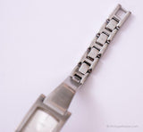 Vintage Rectangular Guess Watch for Her | Silver-tone Watch Tiny Wrist Sizes