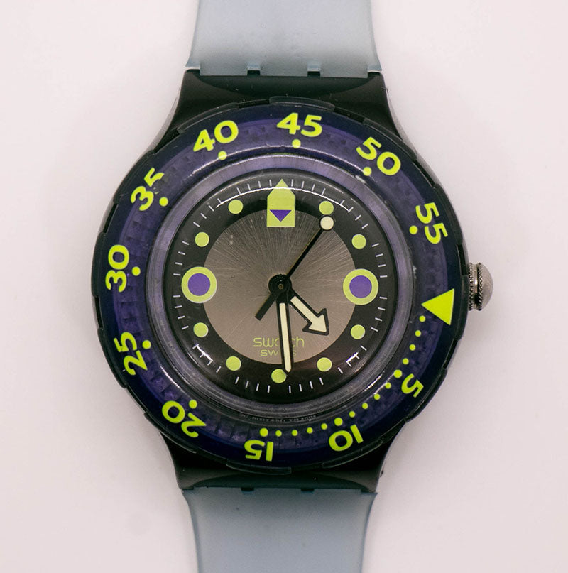 1991 Swatch Scuba 200 Shamu Black Wave SDB102 Watch Purple Bezel ...