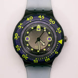 1991 Swatch Scuba 200 Shamu Black Wave SDB102 Watch Purple Bezel