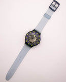 1991 Swatch Scuba 200 Shamu Black Wave SDB102 reloj Bisel púrpura