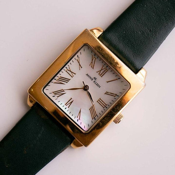 Gold-Tone Rectangular Anne Klein Ladies Watch Green Watch Strap