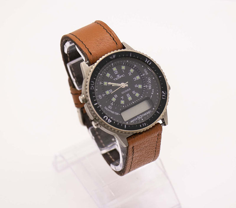 Tempic Digital Analog Tempic Vintage Watch | 90s Tempic Tachymeter Watch ...