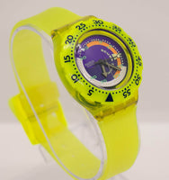 1992 swatch À venir SDJ100 montre avec sangle jaune et lunette
