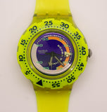 1992 Swatch Coming Tide SDJ100 Watch with Yellow Strap and Bezel