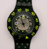 1992 Swatch Scuba 200 Shamu Black Wave SDB102 montre Verre fissuré