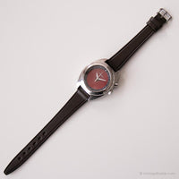 Vintage Silver-tone Fossil Watch | Red Dial Branded Watch for Ladies