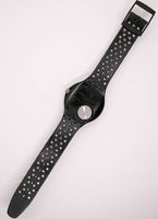 1992 Swatch Scuba 200 Shamu Black Wave SDB102 reloj Vidrio agrietado