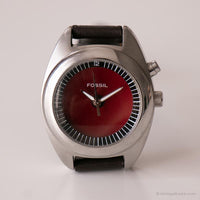 Vintage Silver-tone Fossil Watch | Red Dial Branded Watch for Ladies