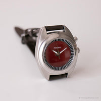 Sily-tone vintage Fossil montre | Rouge Dial de marque montre Pour dames