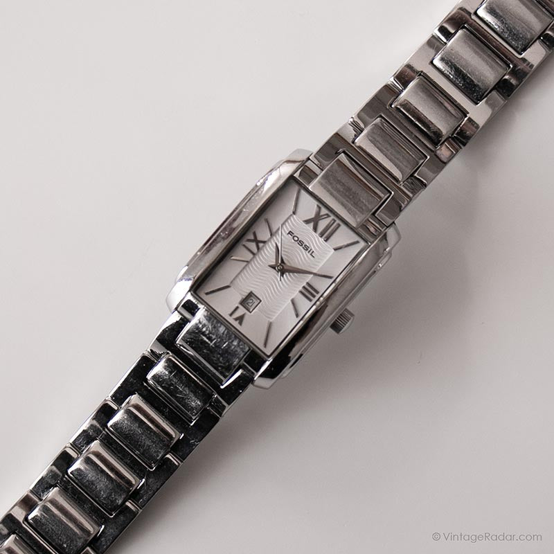 Vintage Rectangular Fossil Watch | Elegant Office Date Watch for Women ...