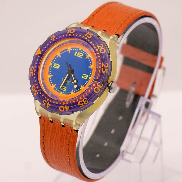 1992 Swatch Scuba 200 RED ISLAND SDK106 Watch Orange Strap & Bezel
