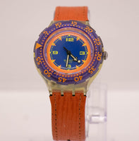 1992 Swatch Scuba 200 Red Island SDK106 reloj Correa de naranja y bisel