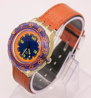 1992 Swatch Scuba 200 Red Island SDK106 Watch Orange Strap & Bezel