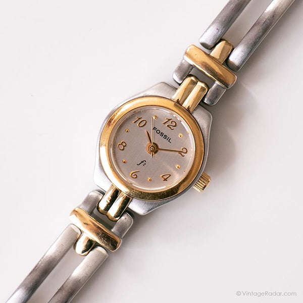 Vintage Tiny Two-tone Watch by Fossil | Ladies Stainless Steel Watch