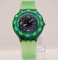 1990 Swatch Scuba SDN100 Blue Moon Watch | لون أخضر swatch راقب