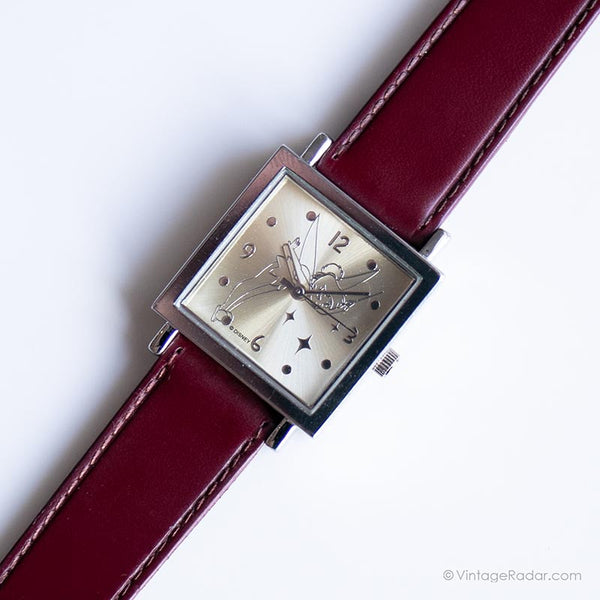Vintage Rectangular Disney Watch for Ladies | Tinker Bell Wristwatch