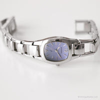 Cadran bleu vintage montre par Fossil | Marque originale montre pour elle
