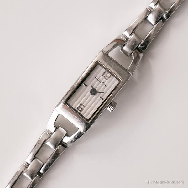 Vintage pequeño rectangular Fossil reloj | Dial reloj para damas