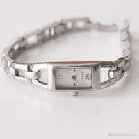 Vintage Tiny Rectangular Fossil Watch | White Dial Watch for Ladies