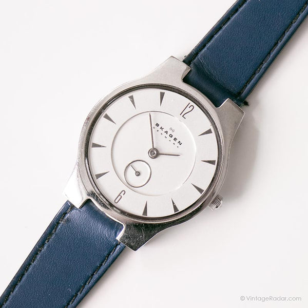 Tono plateado vintage Skagen reloj | Cuarzo suizo de dial redondo reloj
