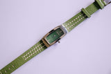 DKNY Silberton rechteckig Uhr für Frauen mit grünem Armband