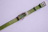 DKNY ساعة مستطيلة اللون الفضية للنساء مع سوار أخضر