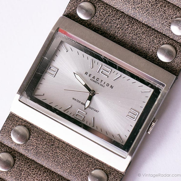Jahrgang Reaction durch Kenneth Cole Ledermanschette Uhr für