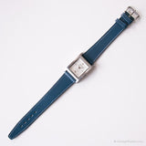 Rectangulaire vintage Relic montre | Femmes en cuir bleu montre