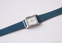 Rectangulaire vintage Relic montre | Femmes en cuir bleu montre