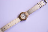 Gold-tone Retro-Vintage Guess Watch with White Leather Bracelet