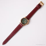 Jahrgang Relic Luxus Uhr für sie | Grüne Zifferblatt Gold-Tone Armbanduhr