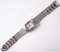 Vintage Silber-Ton Kenneth Cole Reaction Quadratisches Dial Uhr für Frauen
